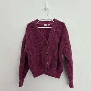 Gap Kids Girls Cardigan Sweater Large 10 Purple 100% Cotton Shaker Huckleberry